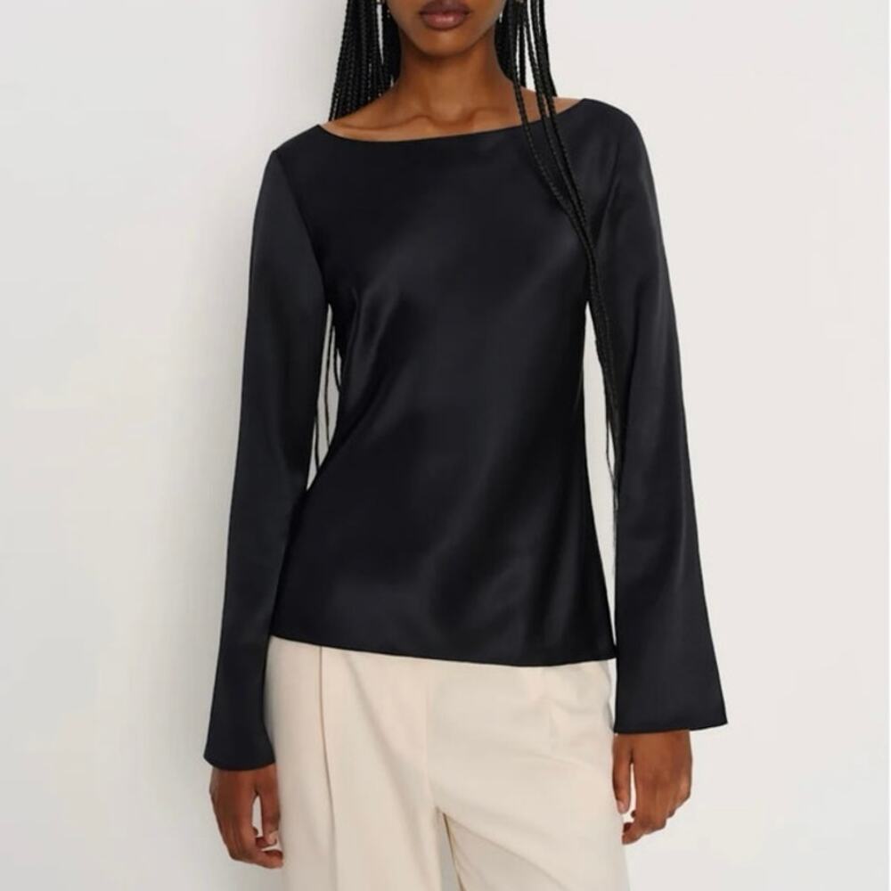 NWOT Reformation Marlow Silk Top in Black SZ 4